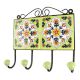 Pea Green With White Floral Ceramic Tile Hook Online
